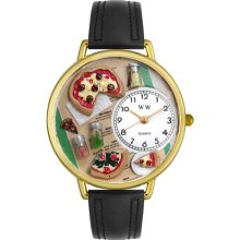 Whimsical Watches Unisex Lobster Roast Gold G0310016 Black Leather Analog Quartz Watch with White Dial