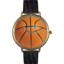 Whimsical Watches Women's Japanese Quartz Basketball Lover Black Leather Strap Watch