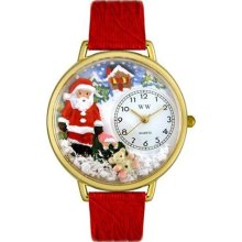 Whimsical Women's Christmas Santa Claus Theme Red Leather Strap W ...