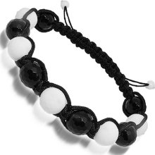 White and Black Onyx Ball Bead Bracelet