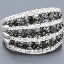 White Black Diamond Ring 14K 2.11ct