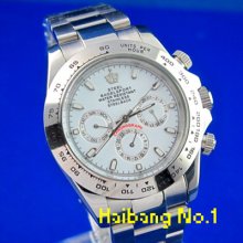 White Dial Stainless Steel Multi-display Auto Mechanical Mens Gift Watch