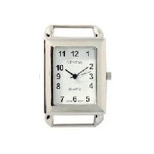 White Rectangle Watch Face - Interchangeable Watch Bands, Ribbon Solid Bar Watch Face, Silver Plated Watch Face