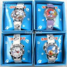 Wholesale 50 Pcs Cartoon Snoopy Watches W/gift & Box