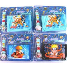 Wholesale 50 Sets Naruto Cartoon Watches And Wallet Sets