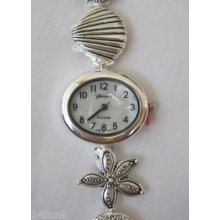 Wholesale Lot Of 12 Ladies Geneva Watch- Florida Beach Seashell -stainless Steel