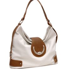 Women Belt Side Front Flap Hobo Bag Handbag White