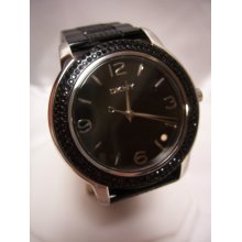 Womens DKNY Black Resin Silver Glitz Watch NWT $175 NY8424 - Silver - Silver