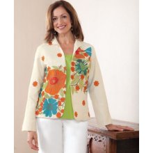 Womens Fresh Bouquet Silk Shantung Jacket