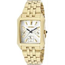 Women's Gold Tone Stainless Steel Case and Bracelet Silver Dial Day