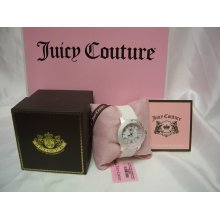 Womens JUICY COUTURE White Silicone Crystal Pearl Enamel Bezel Watch BFF 1900751