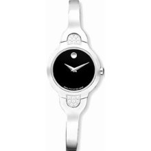 Womens Ladie's Authentic Movado Kara Black 0605281 Factory Diamond Watch.