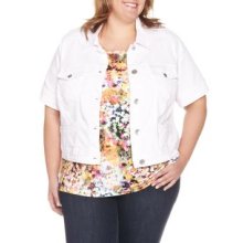 Women's Plus Size White Twill Jacket