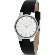 Womens Skagen Leather Ultra Slim Fashion Watch 433SSLB1