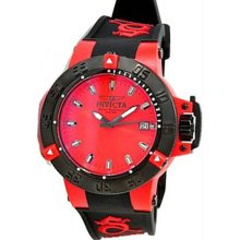 Women's Subaqua Lady Red Dial Black Bezel Quartz Date Display Rubber S