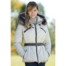 Women's Talia Ski Jacket with Fox Fur Trim, LATTE, Size LARGE (12-14