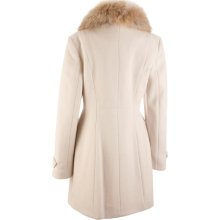 Wool-Cashmere Blend Coat with Real Fur