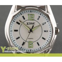 Y328 Men Wrist Watch - White Noctilucent Pointer Quartz