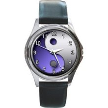 Ying Yang Purple Unisex Round Metal Watch Gift model 18192209 - Gun Metal - Purple