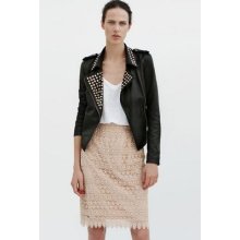 Zara Real Leather Biker Studded Jacket Coat Blazer Size M (new With Tags)