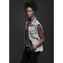 Zara Ripped Vintage Look Denim Blazer Waistcoat Sleeveless Jacket