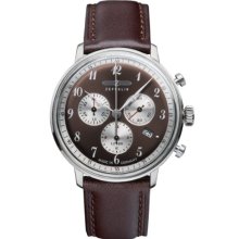 Zeppelin Men's Quartz Watch With Brown Dial Analogue Display And Brown Leather Strap 70865