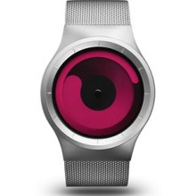 Ziiiro Unisex Mercury Magenta Stainless Watch - Silver Bracelet - Red