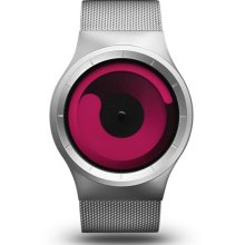 Ziiiro Unisex Mercury Magenta Stainless Watch - Silver Bracelet - Red Dial - Z0002WS2