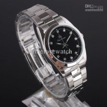 1 Piece Fashion Men Black Crystal Stainless Steel Quartz Watch 254tn