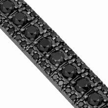 10K Gold Black Rhodium Plated Mens Diamond Bracelet with Black Diamonds 21.50 Ctw