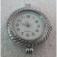 10pcs Silver Quartz Beading Watch Face Round C8465