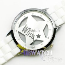 10pcs Star Dial Diamond Watches Miss Watch Silicone Quartz Unisex Wa