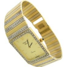 14 Karat Yellow Gold Geneve 1.80ctw Diamond Gents Rectangular Watch 84.8 Grams