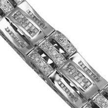 14K White Solid Gold Mens Diamond Hip Hop Bracelet 6.78 Ctw