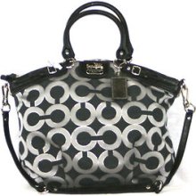 18635 Coach Madison Op Art Metallic Outline Lindsey Satchel Bag