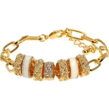 18k Gold Gp Arinna Lovely Circles Fashion Chain Bracelet Swarovski Clear Crystal