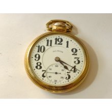 1928 Illinois Bunn Special 16s 21j 60 Hour Pocket Watch + Bunn Special Case