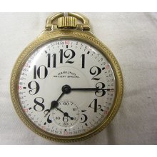 1951 Hamilton 992b Railroad Grade Pocket Watch Hamilton 10k Rgp Case