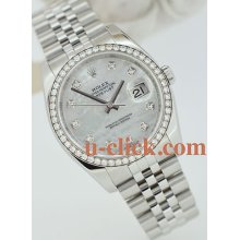 2012 36mm Rolex Datejust Mop Diamond Dial Diamond Bezel Stainless Steel 116244