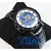 2012 Hotsale Titanium Black Case Automatic Skeleton Mechanical Mens