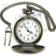 2012 Hotsale Vintage Design Notch Crystals Style Pocket Watch +chain