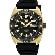 2012 Seiko 5 Automatic 4r36 Divers 100m Gold Tone Watch Srp288k1