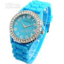 2012 Stone Genava Watch Digital Single Stone Silicone Watch Women's