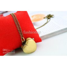 2013 Retro Pocket Watch Heart-shaped Camping Bronzing Watch Necklace