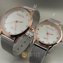 2x Quartz Hour Dial Clock Pairs Women Men Steel Lover Wrist Watch Wts240