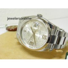 36mm Full Size Ss Datejust Silver Floral Dial Oyster Bracelet Ref 116200