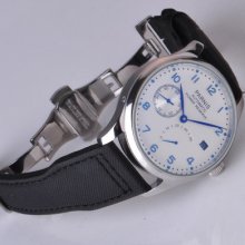 43mm Parnis White Dial Deployant Buckle Power Reserve Automatic Pa-012-02a