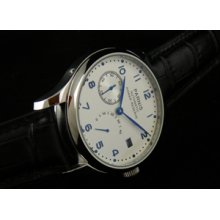 43mm Parnis White Dial Calendar Shows Blue Digital Power Reserve Automatic Watch