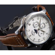 44mm Parnis White Dial Automatic Weel Chronometer Deployment Buckle Watch Pn097