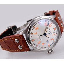 47mm Parnis Orange Number Automatic Independent Hands St2551 Mens Watch I003-e